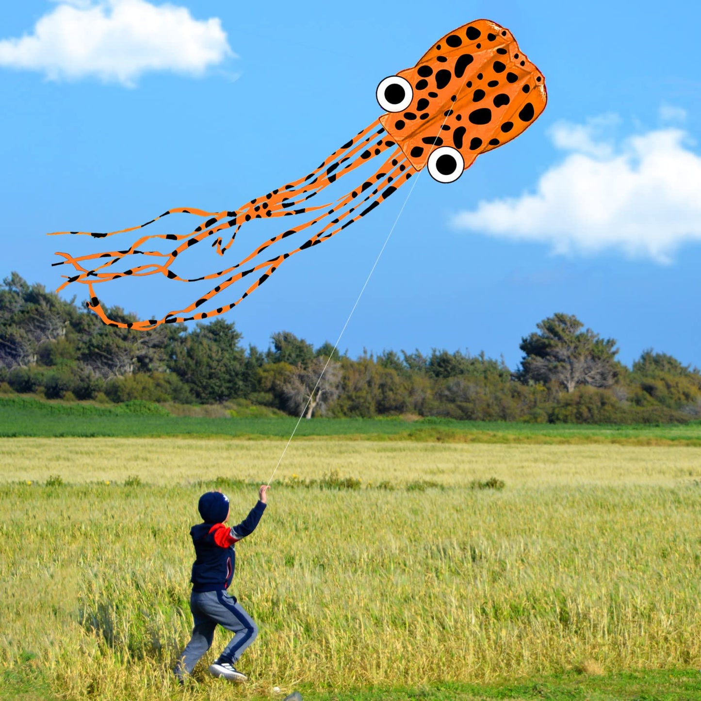 Mint'S Colorful Life Octopus Kite (Orange Spotty&Red&Blue)