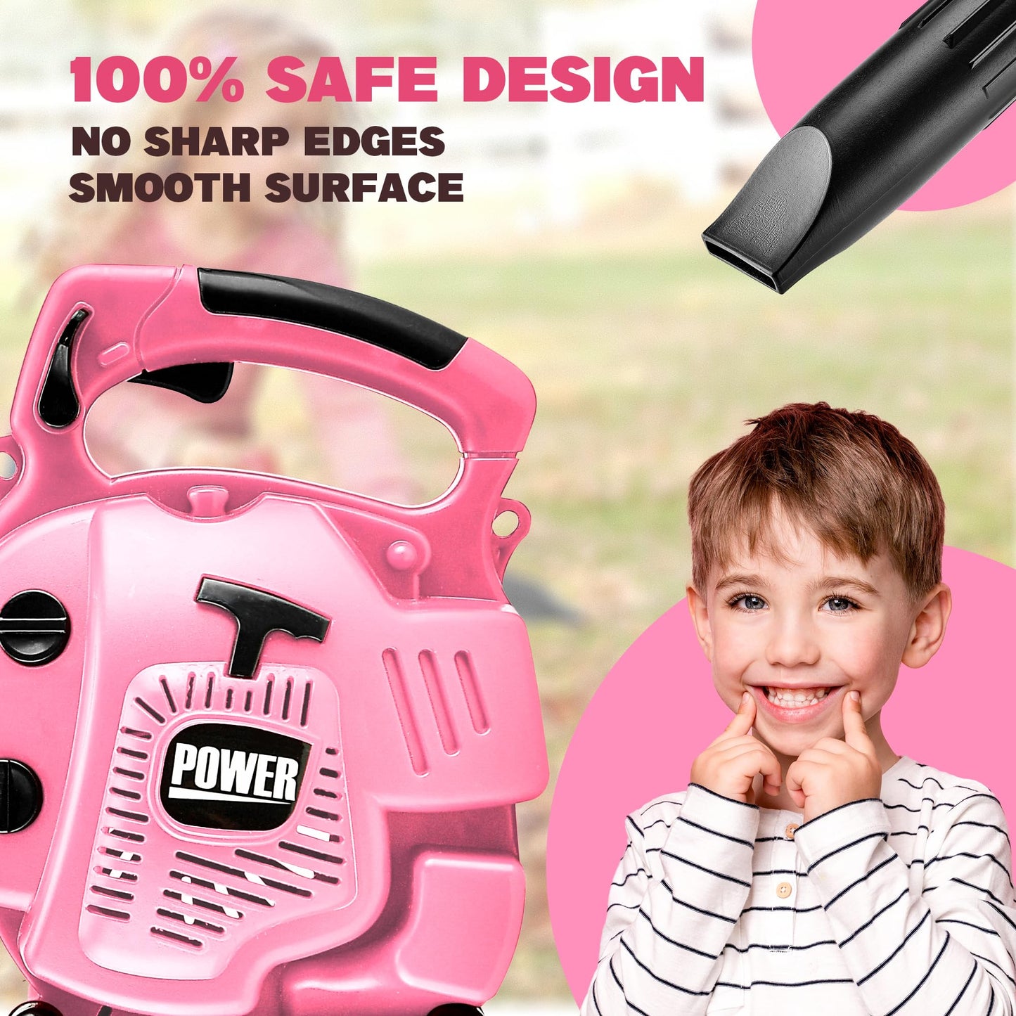 Bellochiddo Toy Leaf Blower - Kids Blower That Really Works With Realistic Sounds And Wind, Pretend Play Series Outdoor Power To