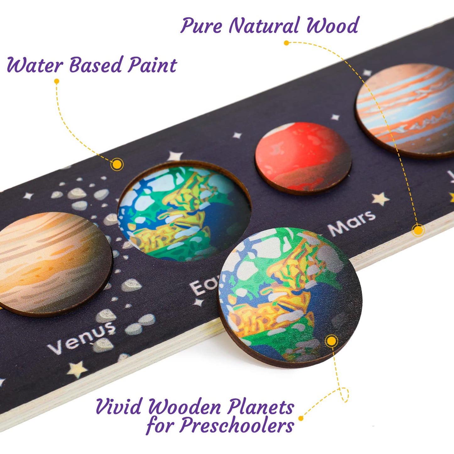 Zeoddler Solar System Puzzle For Kids 3-6, Wooden Space Toys For Kids, Planets For Kids, Preschool Learning Activities, Gift For Boys, Girls
