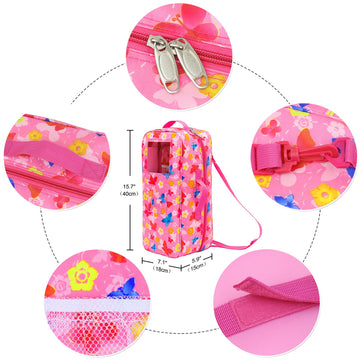 Zita Element Quality 14.5 Inch Girl Doll Butterfly Design Carrier Case Travel Bag For 14-14.5 Inch Doll Accessories