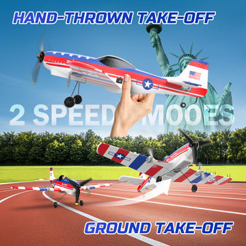 Deerc Rc Plane 3 Channel P51D Mustang Remote Control Airplane Fighter Toys,2.4Ghz 6-Axis Gyro Stabilizer Rtf Glider Aircraft Pla