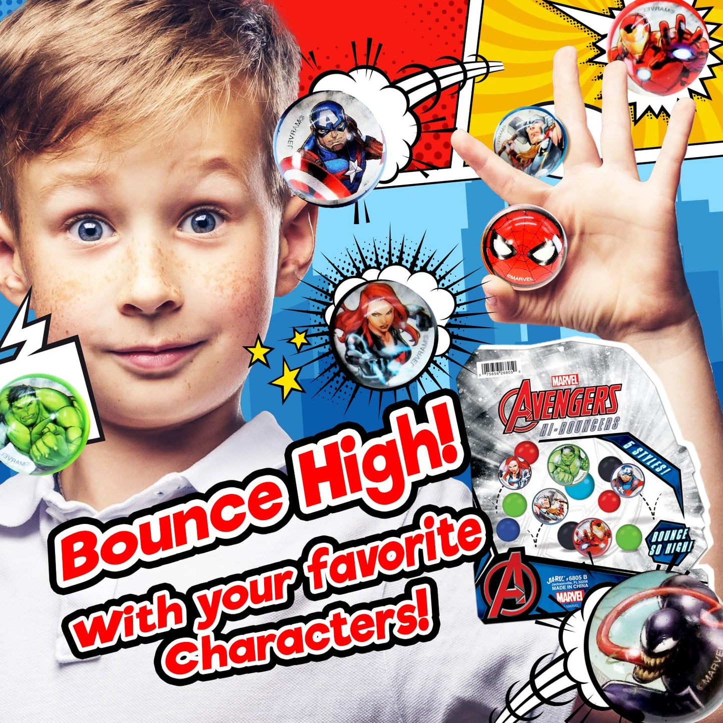 Ja-Ru Marvel Spiderman Bouncy Superballs Super Hi Bounce 1.2' (1 Pack Of 5 Balls) Fidget Balls Small Toys For Kids Prize Premium Giveaways Gift Birthday Supplies A-6805-1