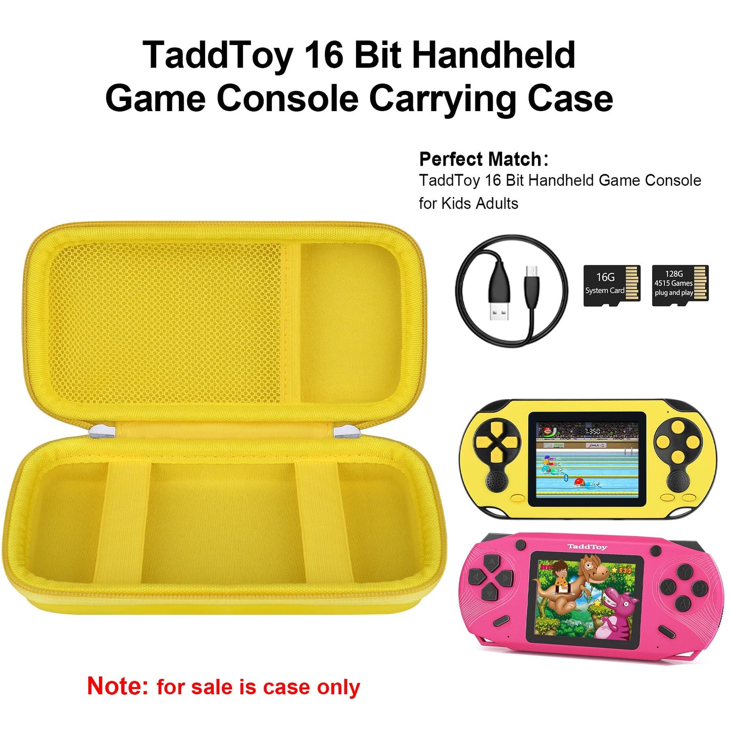 Elonbo Carrying Case Compatible with TaddToy 16 Bit Handheld Game Console for Kids Adults, Classic Retro Video Games Travel Stor