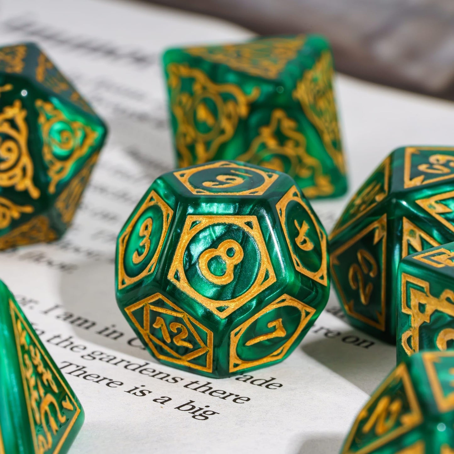 Poludie Dice DND, Polyhedral Dice Set(7 Pcs) D&D Dice with Leather Dice Bag for Dungeons and Dragons Role Playing Dice Games RPG