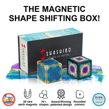 Shashibo Shape Shifting Box Bundle- Award-Winning, Patented Fidget Cube W/ 36 Rare Earth Magnets - Transforms Into Over 70 Shape