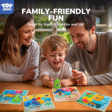 TOY Life Wooden Puzzles for Toddlers 2-4, 12 Pack Dinosaurs Puzzles for Toddler 1-3, Kids Montessori Toys for 1 2 3 Year Old, Ed