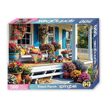 Springbok Front Porch 500 Piece Jigsaw Puzzle for mature-themeds - Step Back and Relax on Grandma's Front Porch with This Colorful and Nostalgic Image