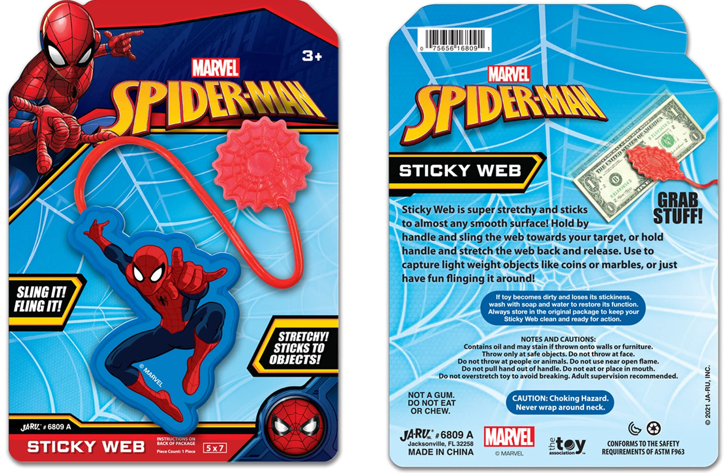 Ja-Ru Marvel Spiderman Sticky Stretchy Fidget Toy (8 Units) Just Like Sticky Hands For Kids Bulk Treasure Box Toys For Classroom Prizes. Kids Goodie Bag Stuffers. A-6809-8