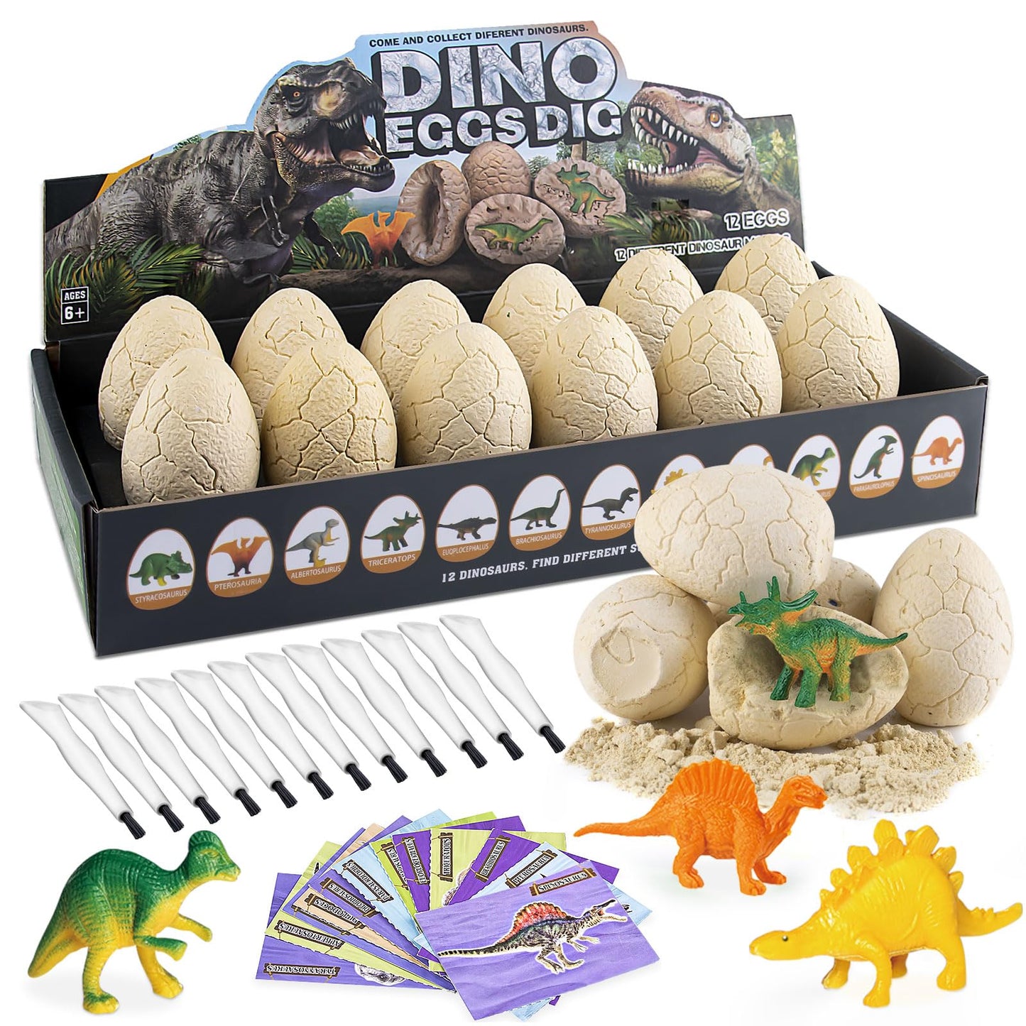 Dinosaur Eggs Excavation Dig Kit - 12 Unique Eggs Dinosaur Toy