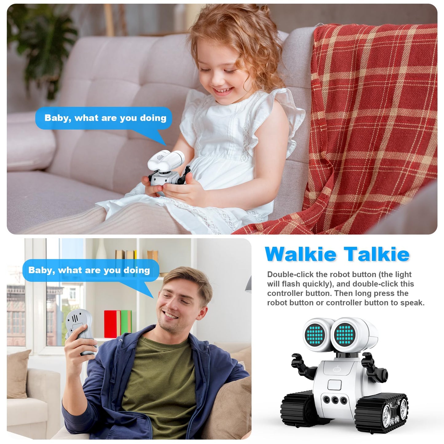 Hamourd Robot Toys for 3 Years Old Boys Girls- Robots with Walkie-Talkie Function, Gesture Sensing, Flexible Head & Arms, Progra