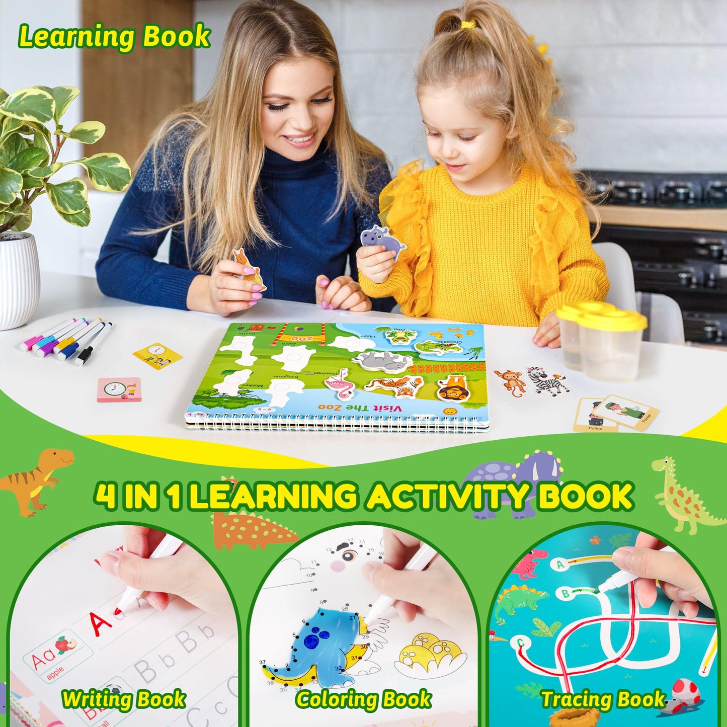 Preschool Toddler Learning Activities, Dinosaur Busy Book For Toddlers 1-3, Montessori Search And Find Educational Game For 3-6