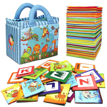 TEYTOY Baby Toy Zoo Series - 26pcs Soft Alphabet Cards, Medium, Multi-color, Polyester with Cloth Bag for Kids 0+ Years