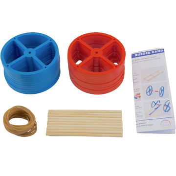 Large Plastic Project Wheels And Axles, For Mousetrap Car And Rubber Band Car Projects, 20 Wheels, 20 Rubber Bands, 10 Dowels