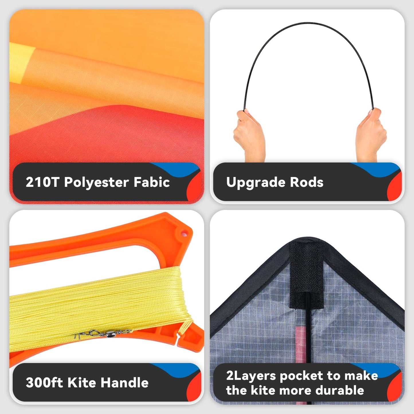 Sgftre Red Large Delta Kites Flying Toys For Kids & Adults Easy To Fly