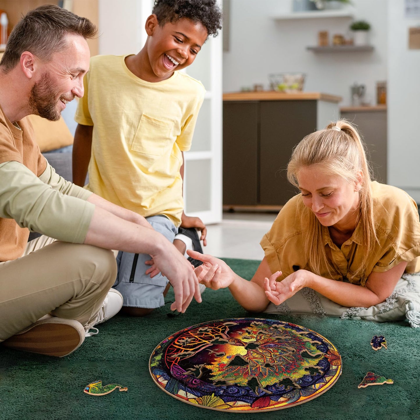 Wooden Puzzles for mature-themeds Tree of Life Wooden Jigsaw Puzzles for mature-themeds Wood Puzzles mature-themed Unique Shape Wood Cut Puzzles Birthday Gifts for Family Friend (M-11.4 * 11.4in-190 pcs)