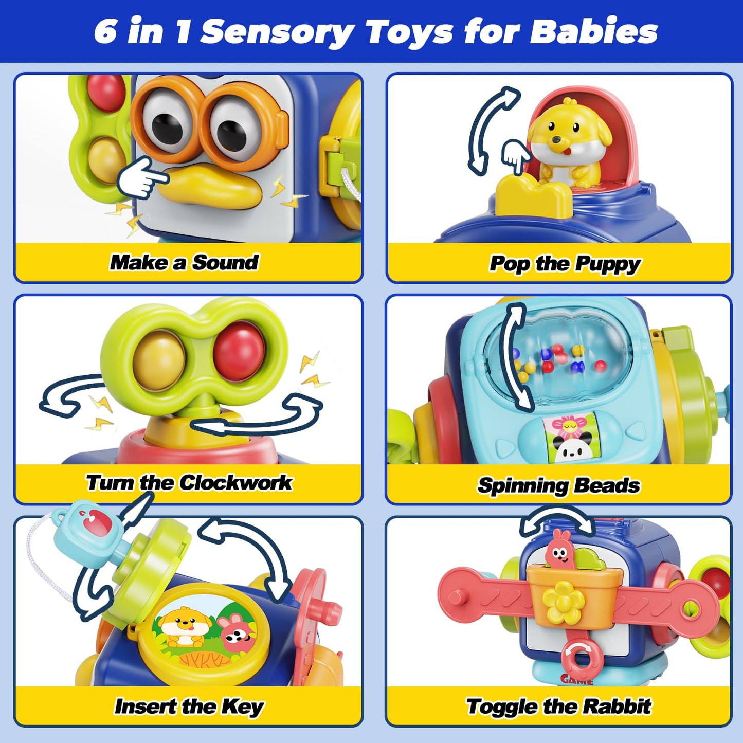 Moontoy Activity Busy Cube Toddlers 1-3, Sensory Montessori Toys For 1 Year Old Boy Baby Toys 12-18 Months Stocking Stuffers, Airplane Travel Fidget 1St Birthday Valentines Gift Easter Basket Stuffers