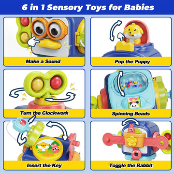 Moontoy Activity Busy Cube Toddlers 1-3, Sensory Montessori Toys For 1 Year Old Boy Baby Toys 12-18 Months Stocking Stuffers, Airplane Travel Fidget 1St Birthday Valentines Gift Easter Basket Stuffers