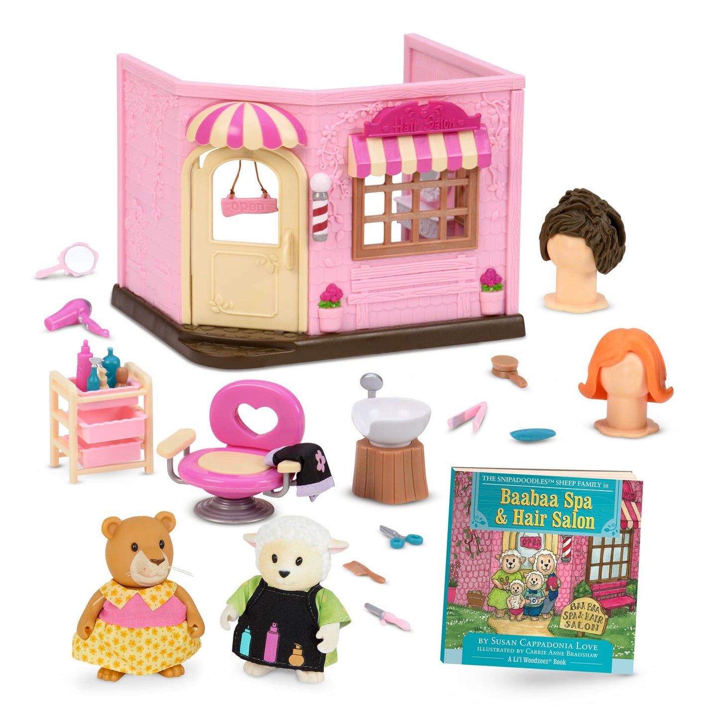 Li'L Woodzeez Lil Woodzeez – Animal Figurine Playset – Toy Hair Salon – Barbershop With Furniture – Storybook Included – 3 Years +