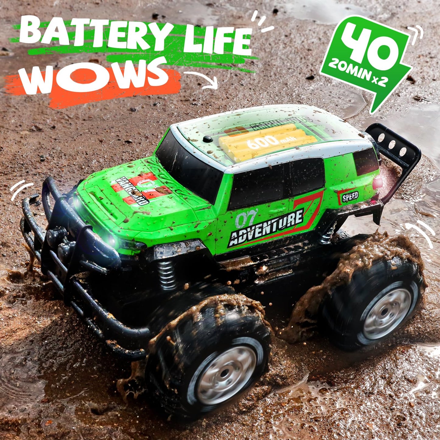 Ruko 1601AMP2 Amphibious Remote Control Car, 1:10 RC Car Toys for Boys, IPX6 Waterproof Monster Truck with Lights for All Terrai