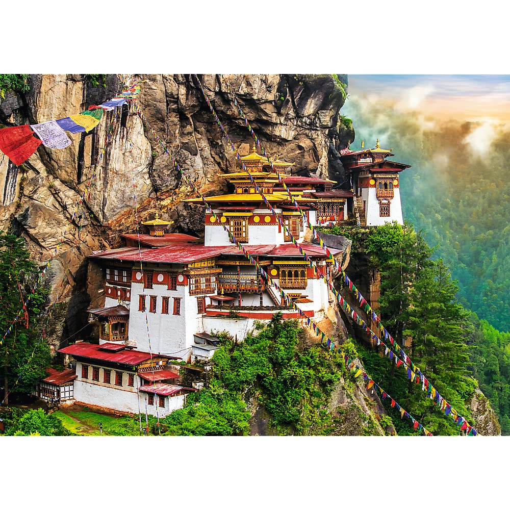 Trefl Tiger'S Nest, Bhutan 2000 Piece Jigsaw Puzzle Red 38'X27' Print, Diy Puzzle, Creative Fun, Classic Puzzle For Adults And Children From 15 Years Old