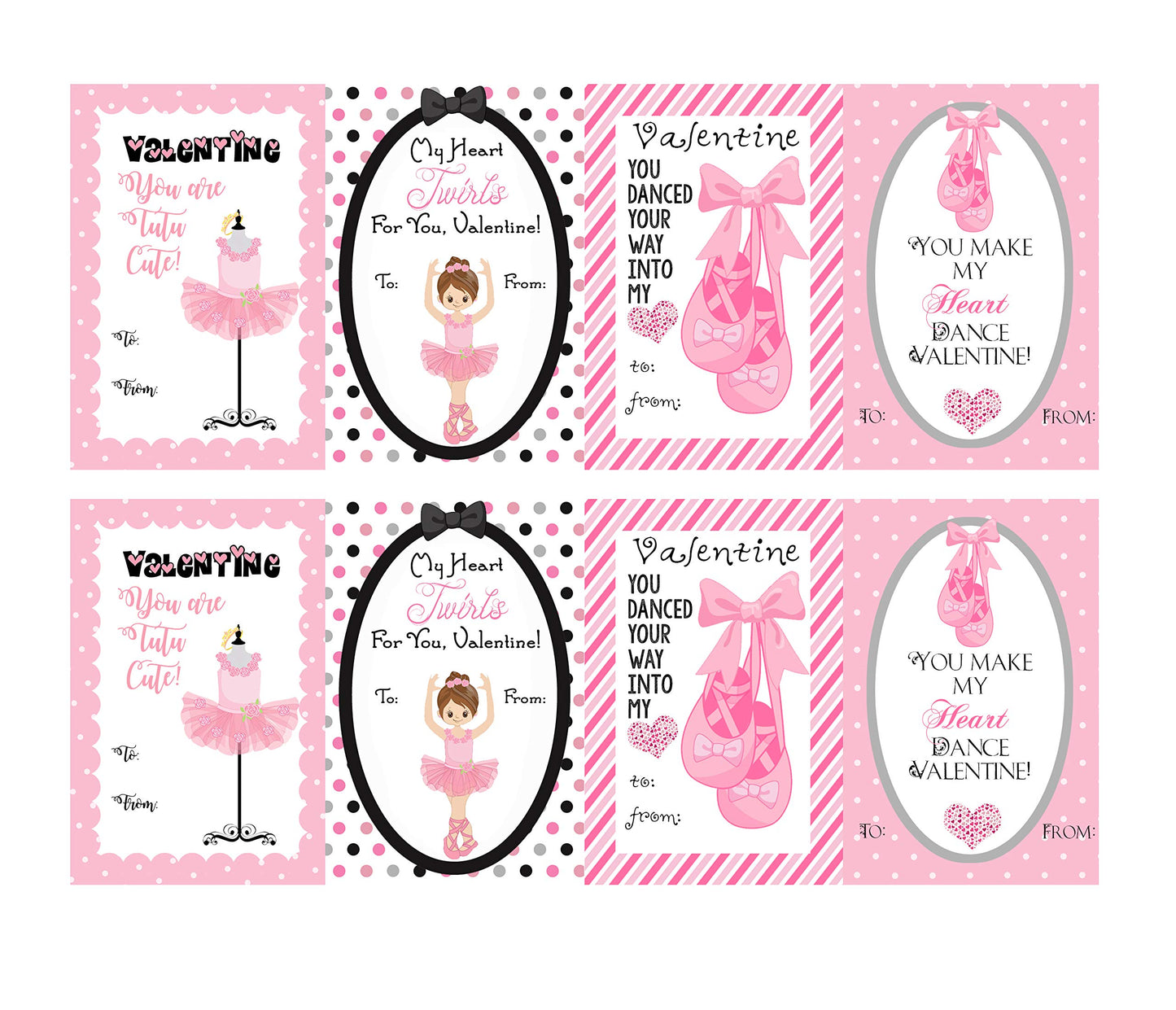 Silly Goose Gifts Dance Ballet Themed Valentine'S Day Cards Set Pack (24 Included) Ballerina Classroom Sharing Valentine Exchang