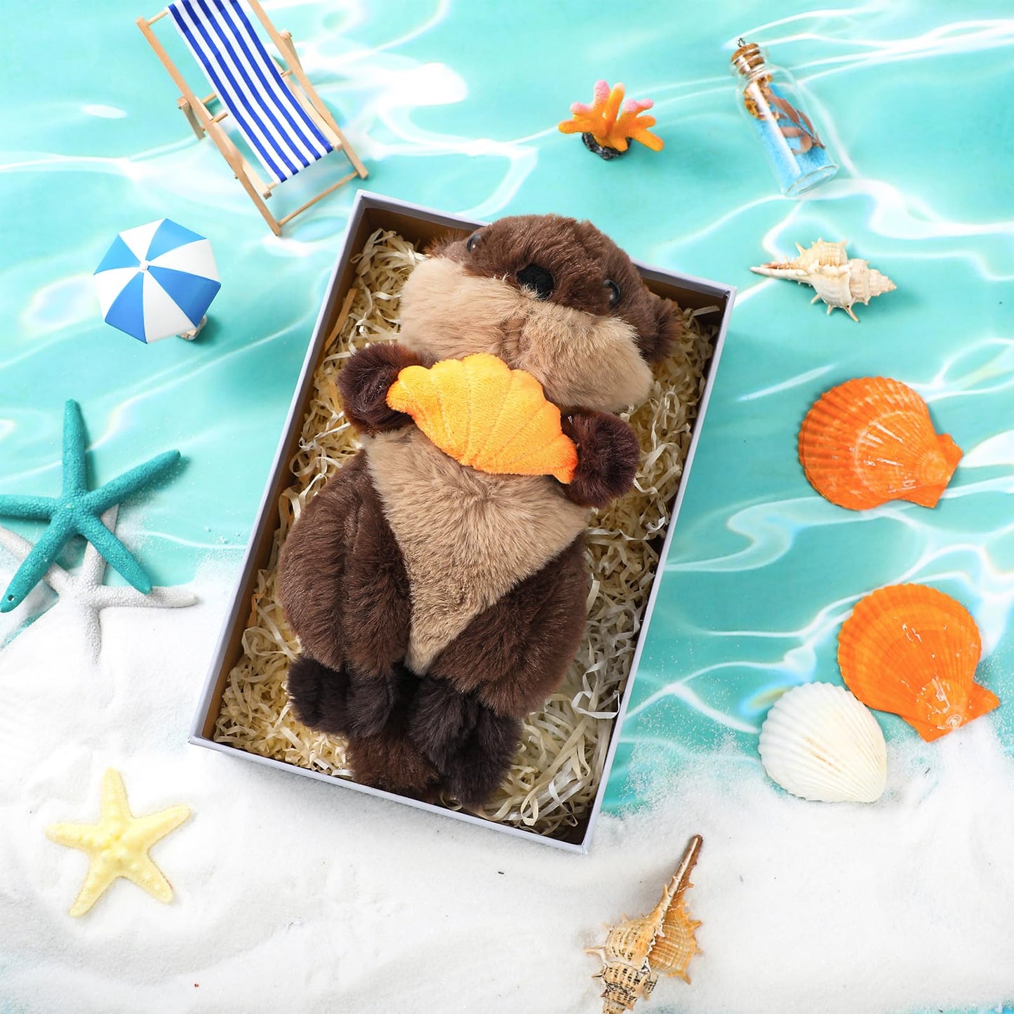 Blueweenly Sea Otter Stuffed Animal Plush River Otter For Valentine Day Cute Ocean Stuffed Animal Plushie Floating Otter Plush T