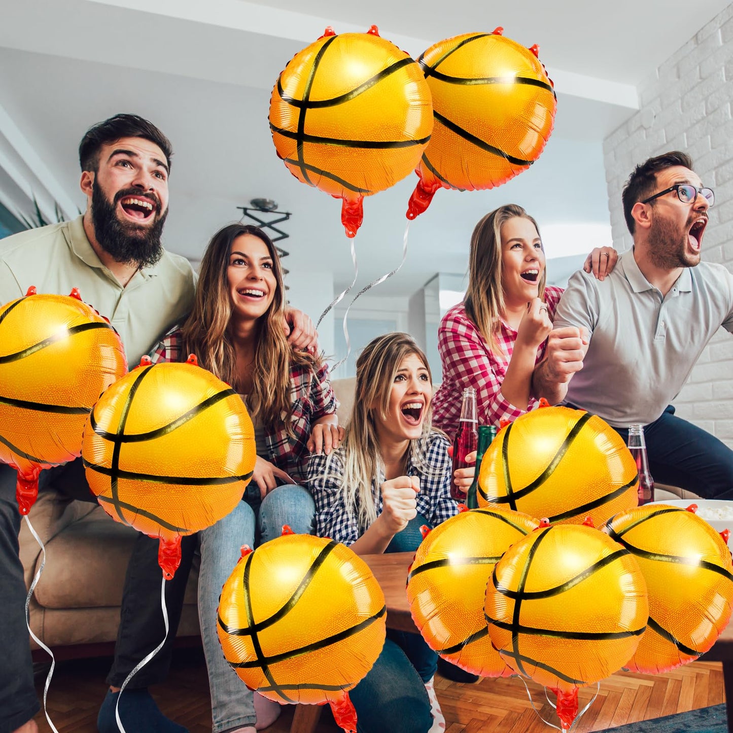 Durony 12 Pieces 18 Inches Basketball Balloons Aluminum Foil Balloons Sephere Mylar Basketball Balloons For Sports Theme Birthda