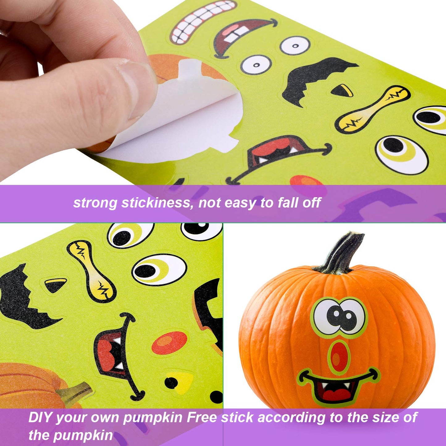 120 Sheets Halloween Stickers Sheets Pumpkin Decoration Stickers Lantern Face Stickers for Halloween Party Supplies