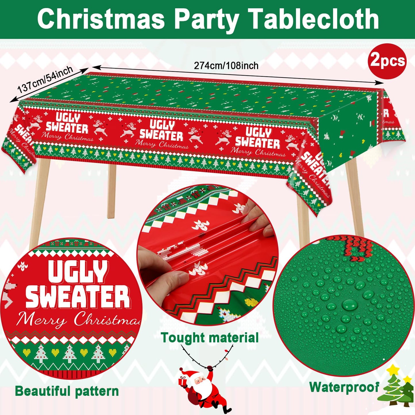 98 Pcs Christmas Ugly Sweater Party Supplies Tacky Sweater Party Plates Tablecloth Xmas Party Decorations For Christmas Holiday