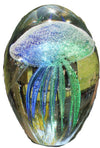 Teal Art Glass Jellyfish 4.5' Glow In The Dark