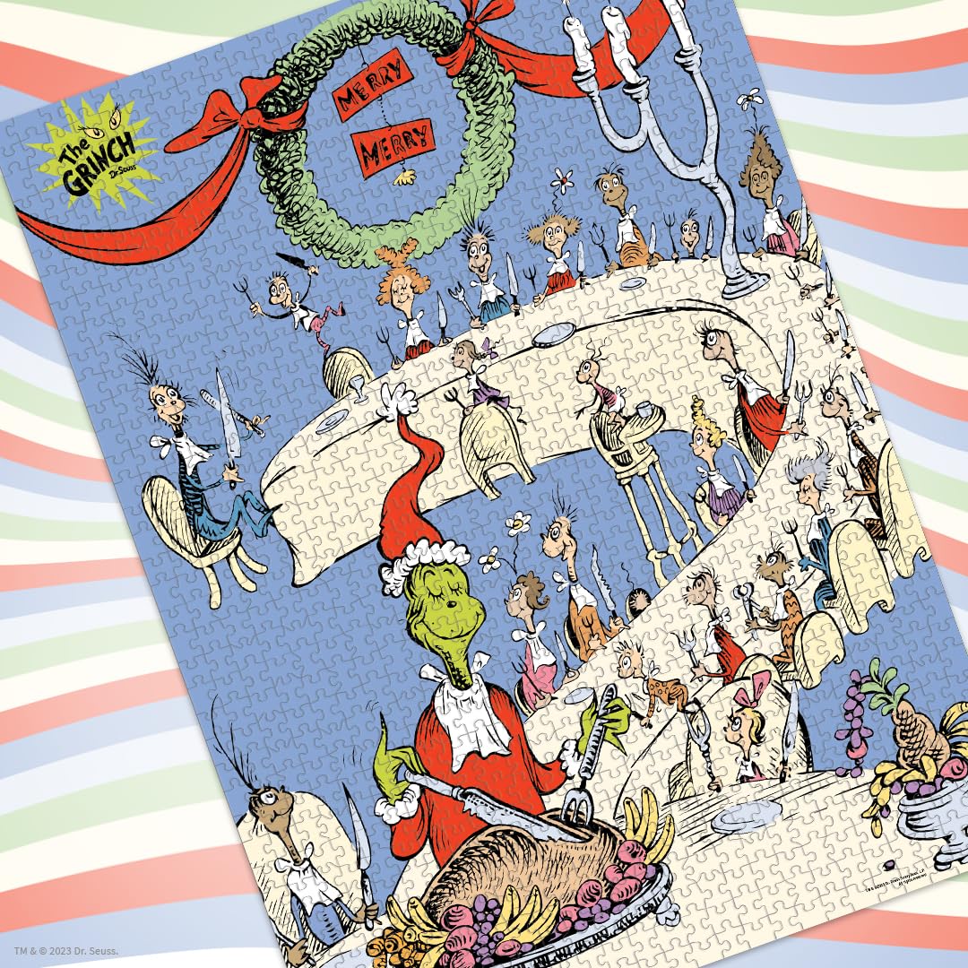 Dr. Seuss Grinch Feast 1000 Piece Jigsaw Puzzle, Collectible Puzzle Featuring Grinch, Artwork Celebrating Classic Children'S
