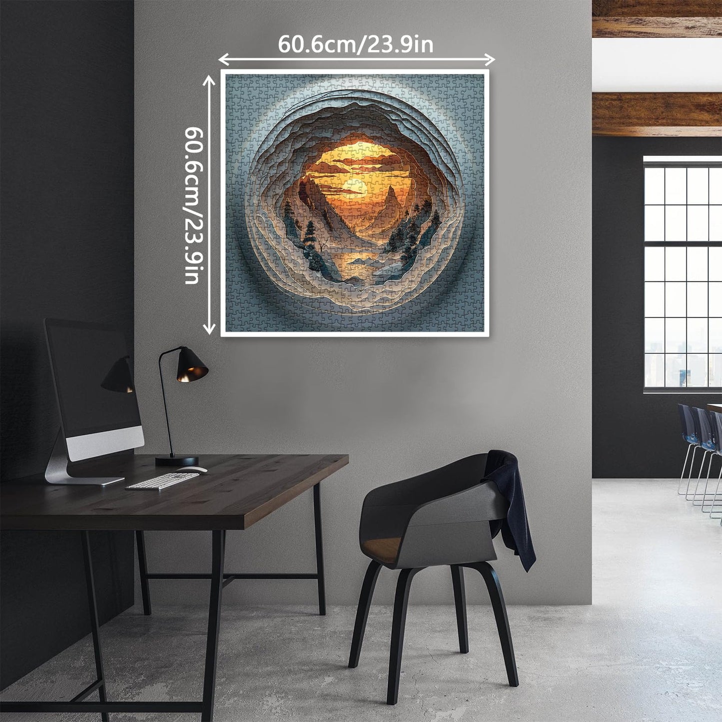 Papercut Puzzles For Adults 1000 Pieces, Landscape Sunset Jigsaw Puzzles Scenery, Nature Mountain Scene Puzzle