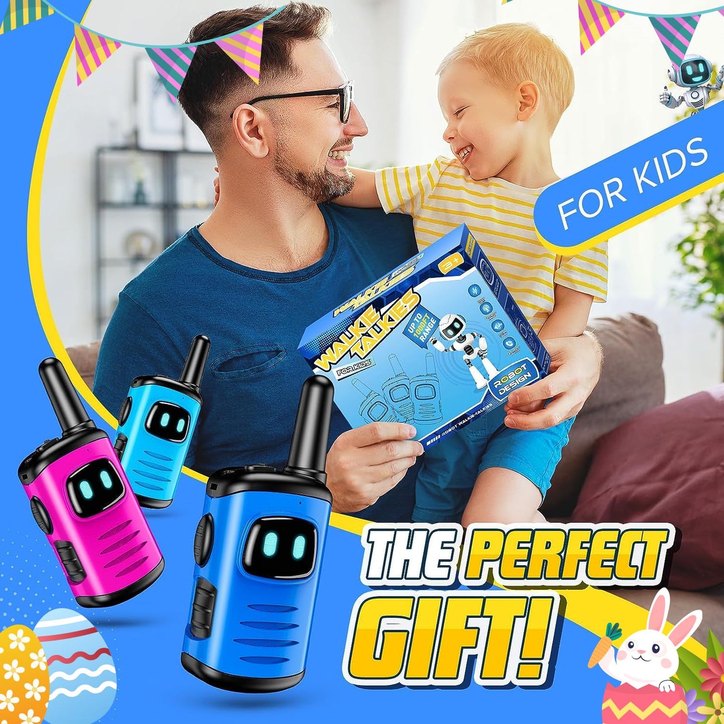 Kids Walkie Talkies Toys For Boys: 3 Pack Robots Walkies Talkies Kids Easter Birthday Gifts For 3 4 5 6 7 Year Old Boys Girls To