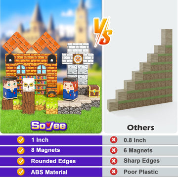 Magnetic Blocks - Build Mine Magnet World Magic World Adventure Set, 1 Magnet Cubes Kids Sensory Toys for Kids Age 3-5 5-7 8-12,