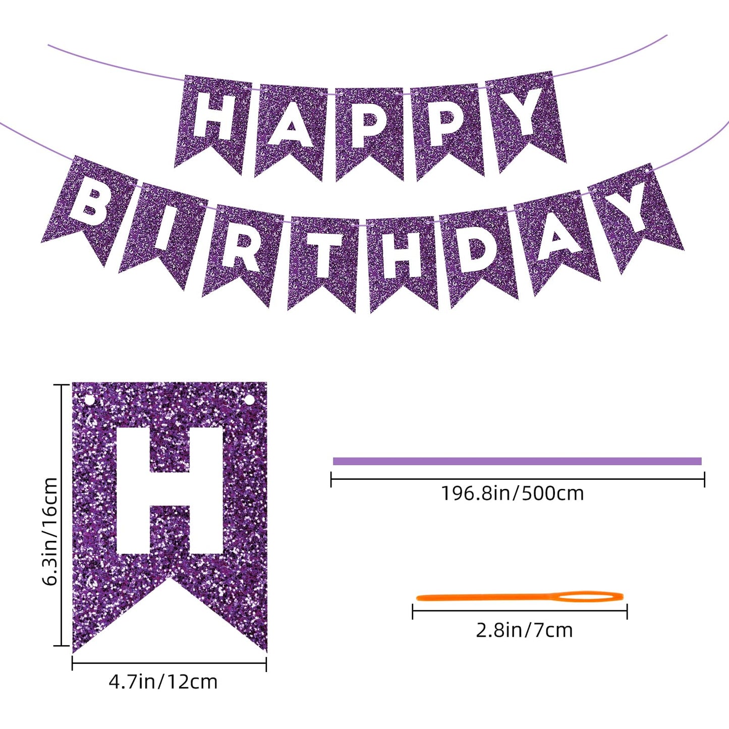 Purple Glitter Happy Birthday Banner Birthday Sign For Backdrop Sparkle Happy Birthday Decorations For Women Girls Purple Birthday Party Wall Door Garland Bunting Banner Birthday Party Supplies