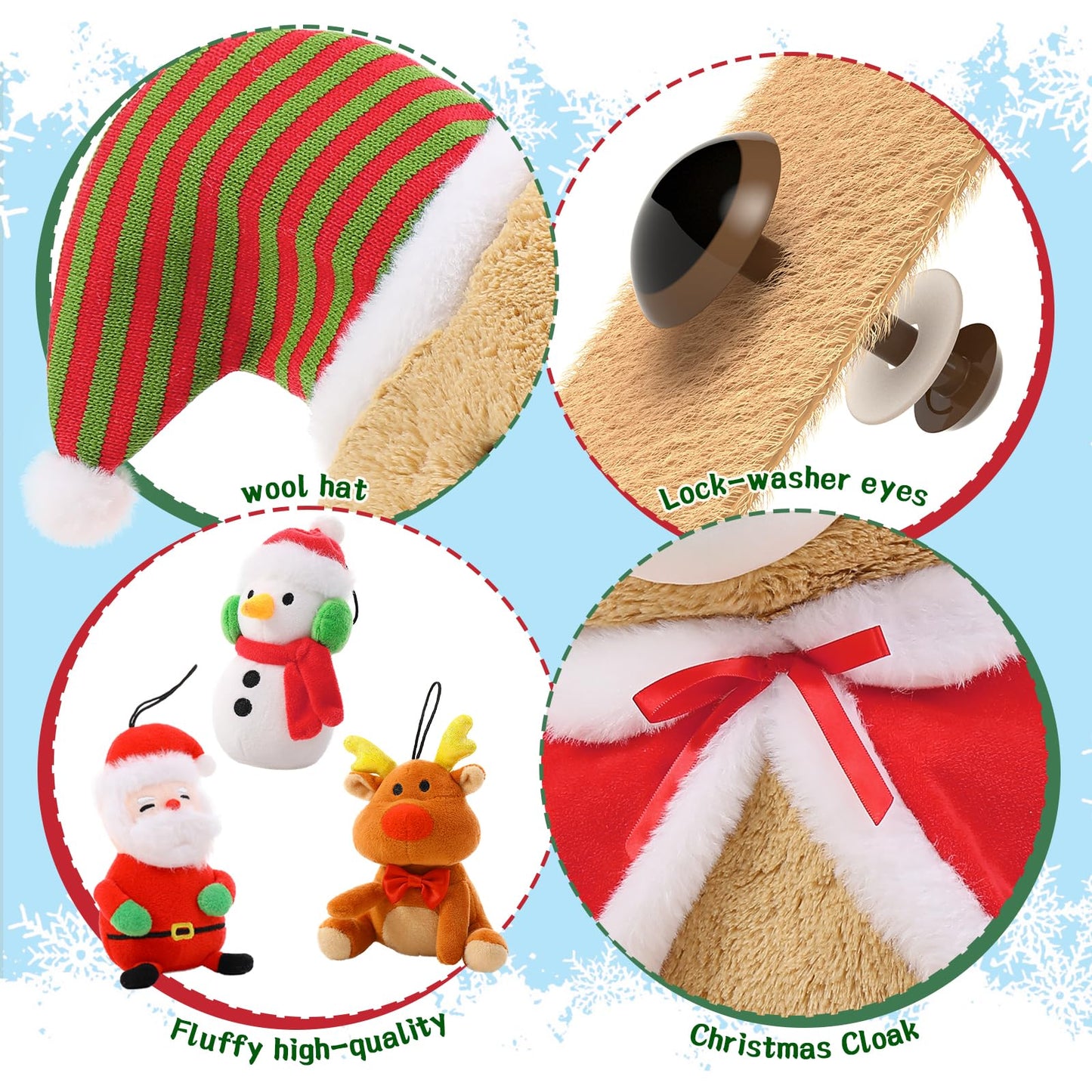 Morismos Christmas Teddy Bear Stuffed Animal, Stuffed Bear With Snowman, Reindeer, Santa Claus Plush, 24.4In Giant Christmas Bea