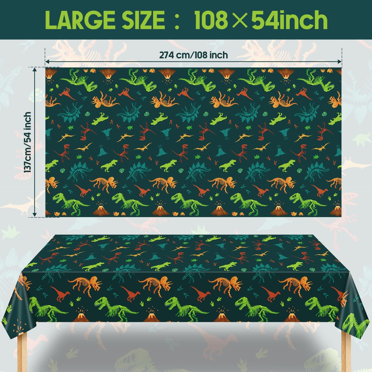 Tudomro 3 Pieces Dinosaur Plastic Party Tablecloth Dinosaur Birthday Table Cover Decorations Disposable Dinosaur Table Cover For