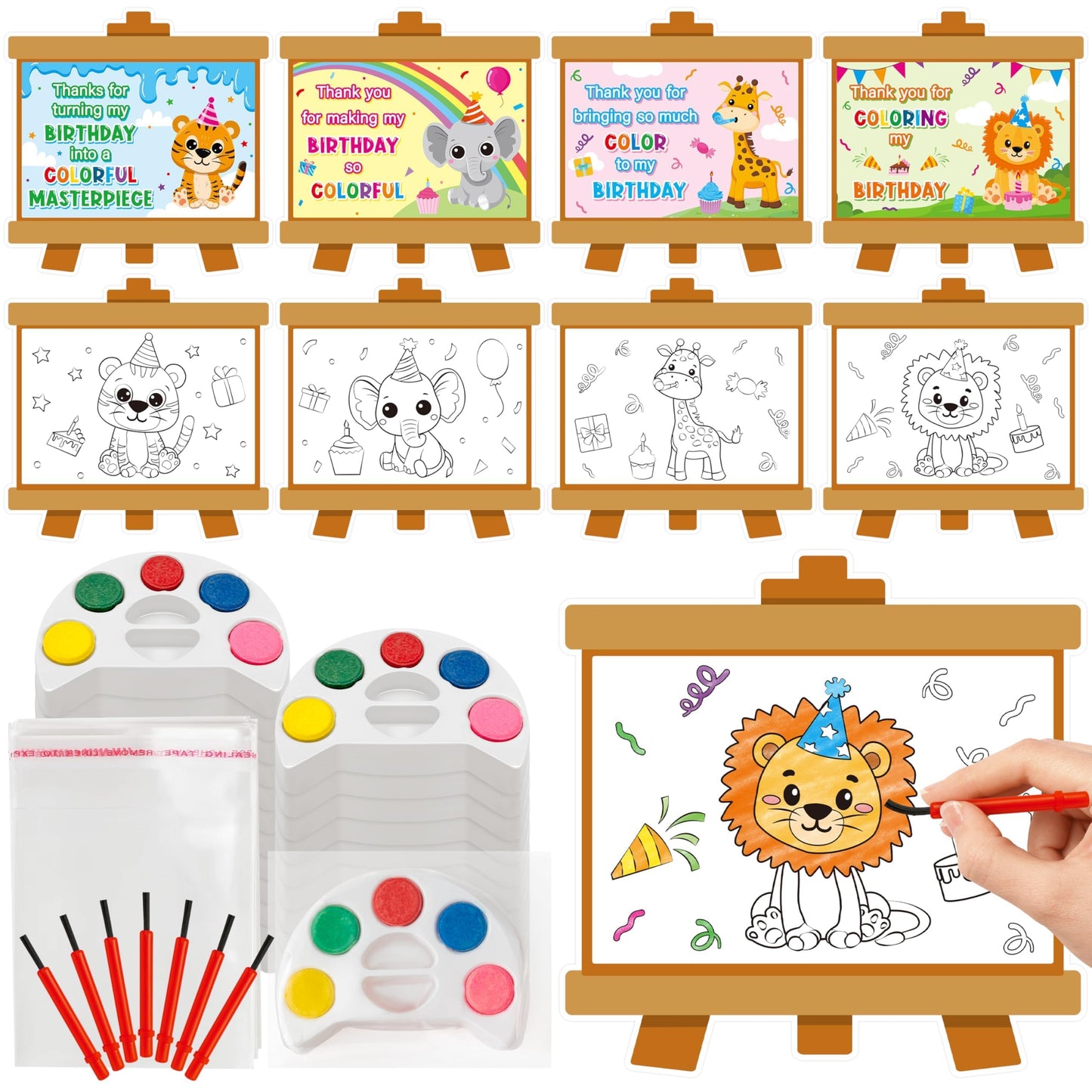 Mini Watercolor Paint Set - 24 Pack Wild Jungle Animals Watercolor Paint Cards, Forest Animals DIY Craft Kit Bulk for Kids Chris