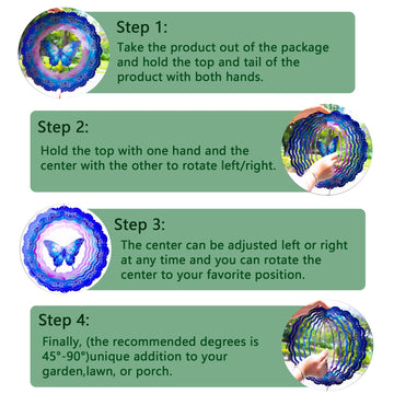 Butterfly Wind Spinners Outdoor,12 Inch Butterfly Gifts For Women Mom Grandma Wife,3D Butterflies Decorations Wind Spinners For