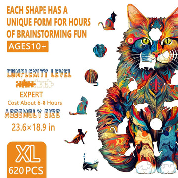 Wooden Puzzles for mature-themeds - Maine Cat Wooden Puzzle Unique Wooden Jigsaw Puzzles for mature-themeds Wood Puzzles mature-themed Perfect for Birthday Gift Family Puzzles 620 Piece 23.6 x 18.9in Royal Size