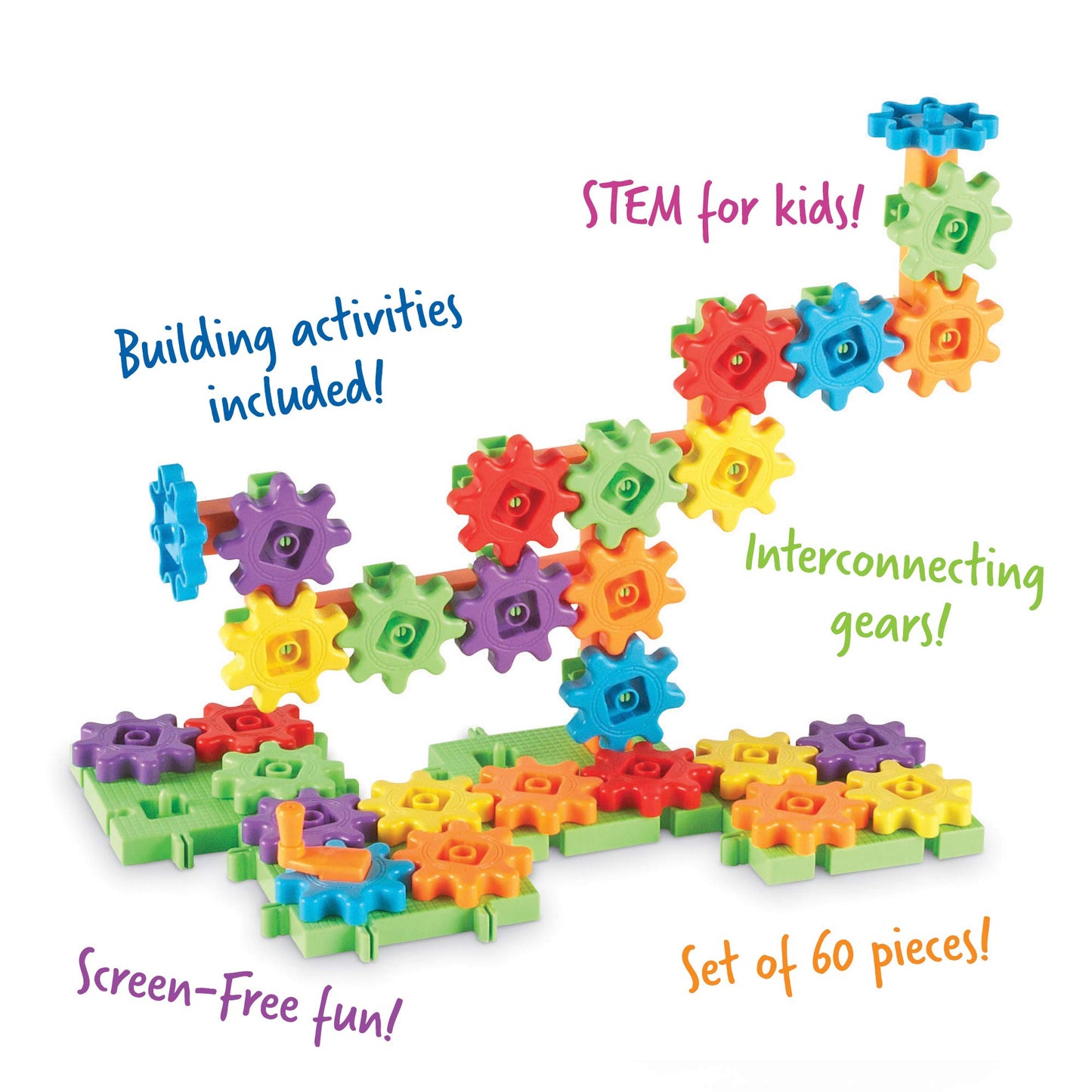 Learning Resources Gears! Gears! Gears! Starter Building Set, Puzzle, Early Stem Toys, Gears Toys For Kids, 60 Pieces, Ages 3+