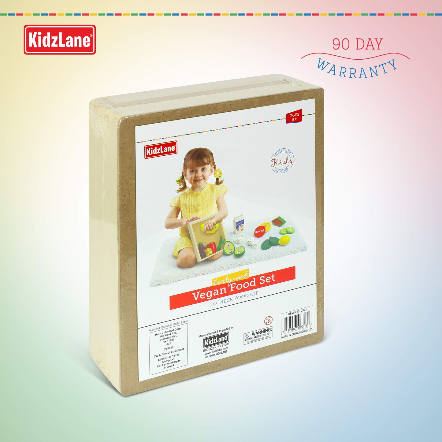 Kidzlane Wooden Vegan Toys with Wooden Crate | 20 Piece Wood Play Food Set for Kids Kitchen | Play Kitchen Accessories for Toddl