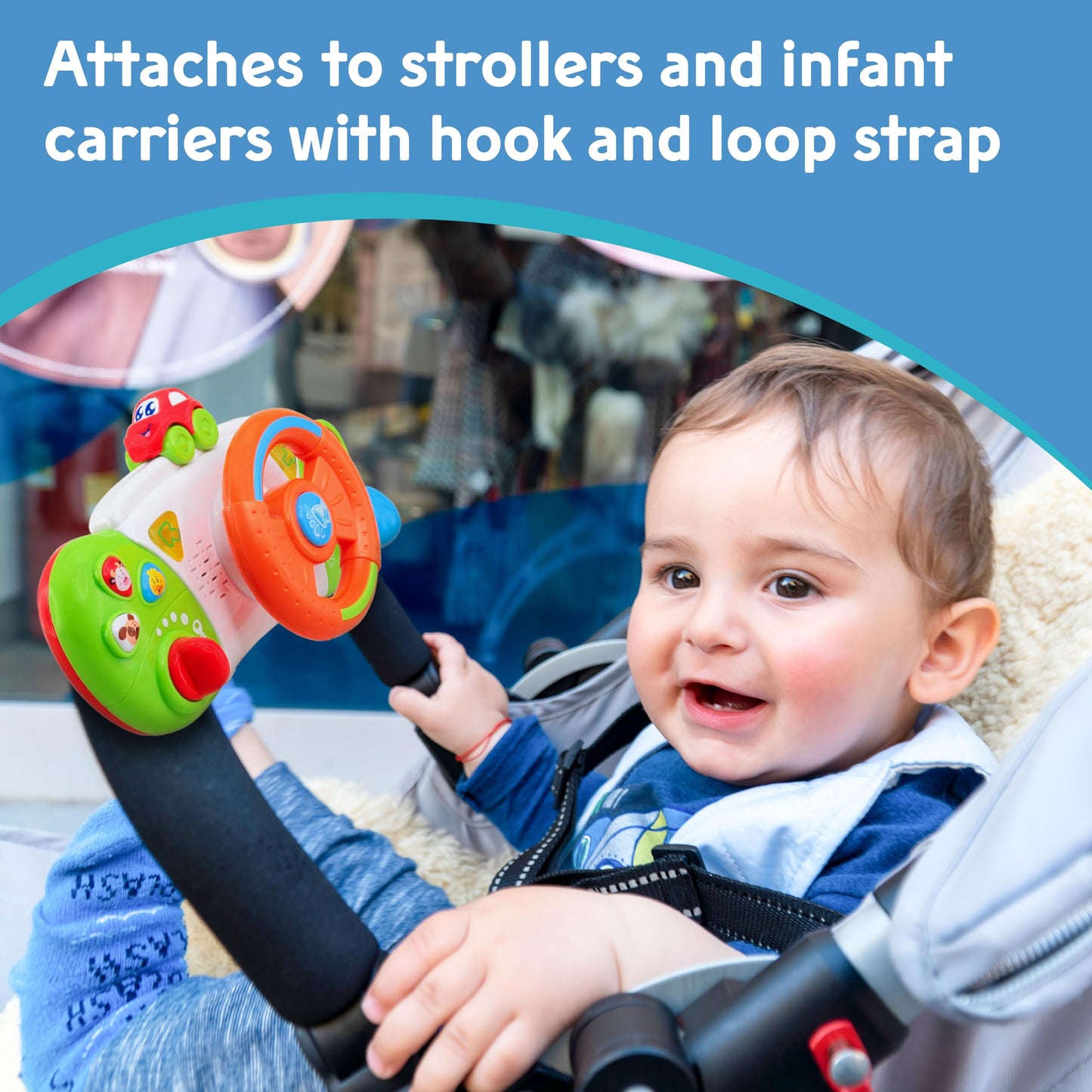 Hap-P-Kid My First Baby Stroller Toy, Toddler Steering Driving Wheel, Car Seat Educational Learning Driver Toys, Pretend Drive D