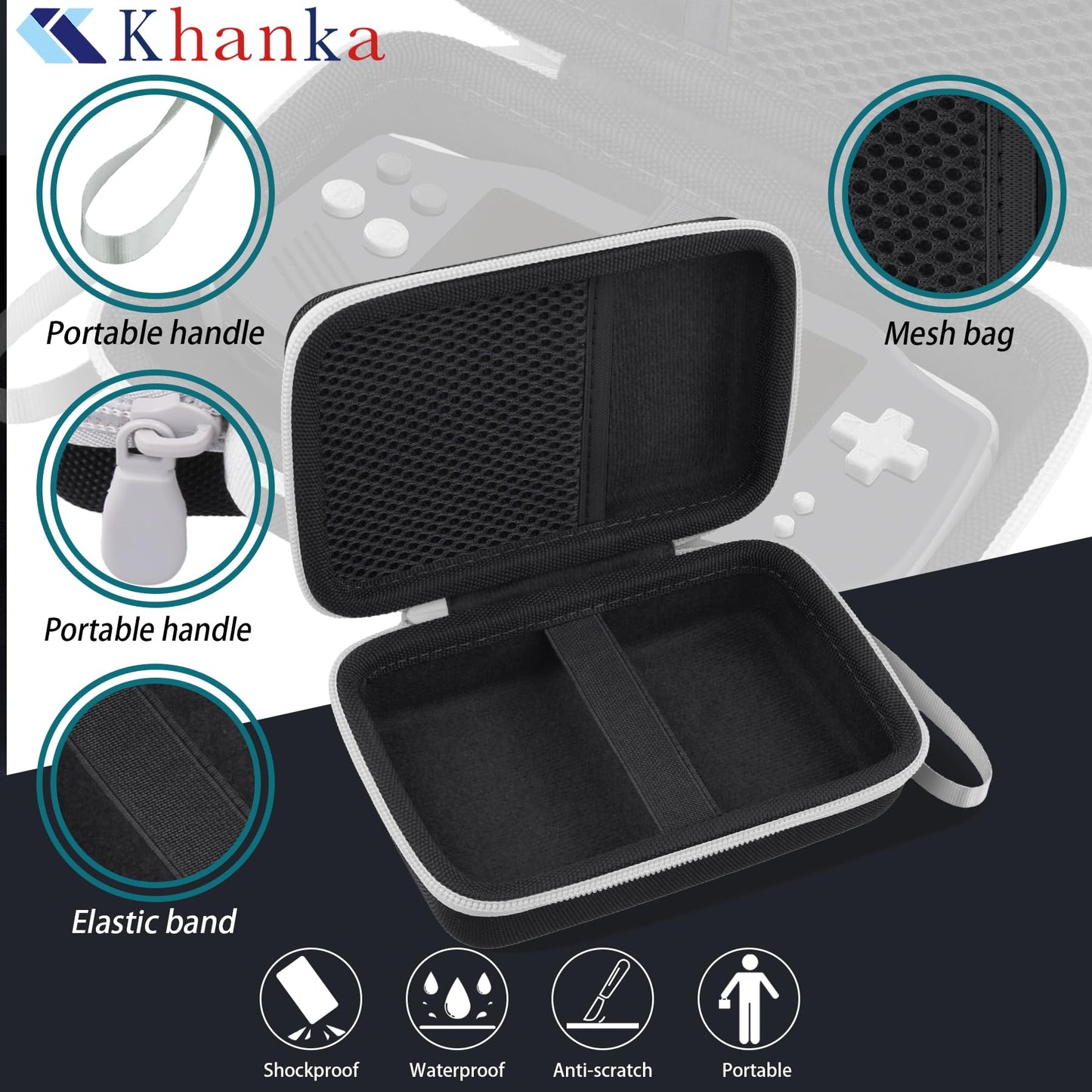Khanka Hard Travel Case Replacement For Anbernic Rg34Xx Handheld Game Console,Case Only. (Black)