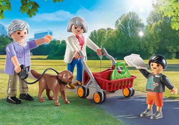 Playmobil Grandparents with Child Playset - Multicolor, Plastic, Model 70990