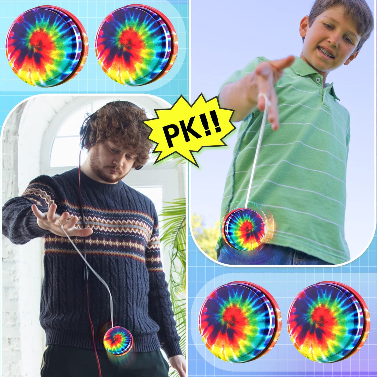 Sosation 32 Packs Bulk Yo Yos Bulk Yo Yo Metal Rainbow Yo Yo Toys in Assorted Designs Yo Yo Party Favors Holiday Goodie Bag Stuffers for Birthday Party Favors Prizes Holiday Gifts