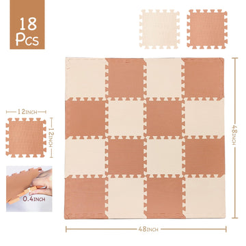 TCBunny Kids EVA Foam Jigsaw Puzzle Play Mat, 36 Interlocking Tiles, Pink/Peach, Total Coverage 32 Sq Ft for Playroom and Nursery