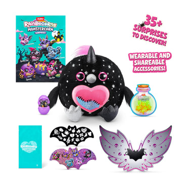 Rainbocorns Monstercorn Surprise Raven - Surprise Unboxing Soft Toy Fantasy Monster Gifts for Girls Imaginary Play with Wearable Accessories