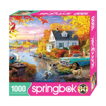 Springbok 1000 Piece Puzzle - Lakeside Fall Retreat, Teal, Cardboard, 24x30 inches, Model 33-11218