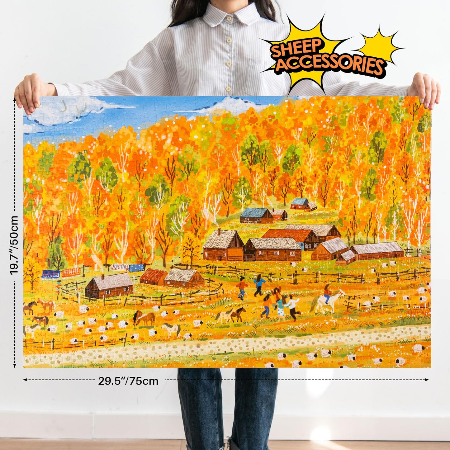 Momibook Puzzles For Adults 1000 Piece Jigsaw Puzzles Of Autumn In The Mountains And Wilderness, Fall Painting Image Challenging